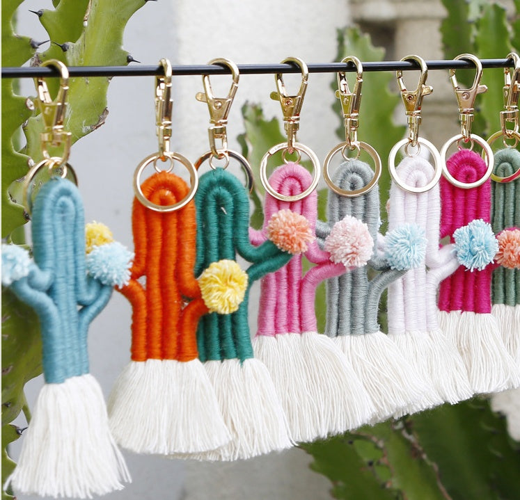 Hand-woven Cactus Key Chain