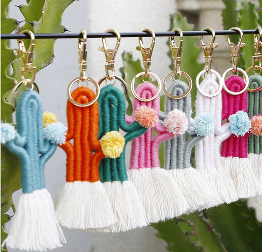 Hand-woven Cactus Key Chain
